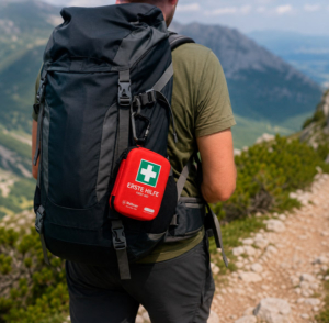 Haben wir beim Wandern immer dabei: Ein kleines, kompaktes Erste-Hilfe-Set