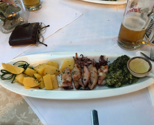 Mein Abendessen beim Stiegenwirt. Fein war's - aber nicht so fein wie in der Konoba Rab
